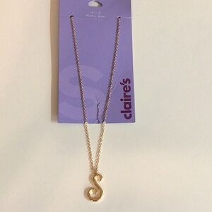 Claire's Gold 'S' Pendant 16’ Necklace. New In Package,
